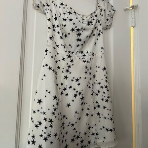 Cute off the shoulder patriotic dress.